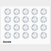 Sticker Rond Élégant mariage aquarelle rose bleu français (Feuille)