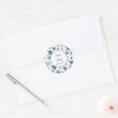 Sticker Rond Élégant mariage aquarelle rose bleu français (Enveloppe)