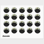 Sticker Rond Elégant Mariage Black Snowberry+Eucalyptus (Feuille)