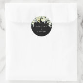 Sticker Rond Elégant Mariage Black Snowberry+Eucalyptus (Sac)
