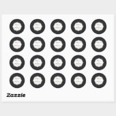 Sticker Rond Élégant Mariage Black White Gold (Feuille)