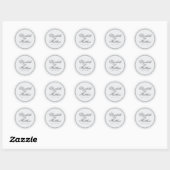 Sticker Rond Élégant Mariage blanc classique simple (Feuille)