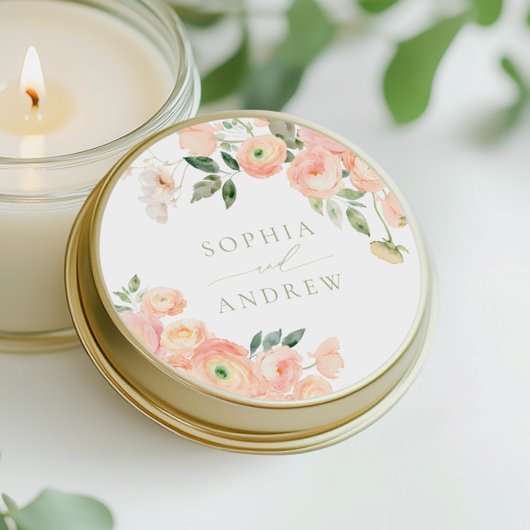 Sticker Rond Élégant Mariage blanc et gris vert