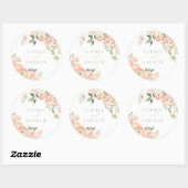 Sticker Rond Élégant Mariage blanc et gris vert (Feuille)