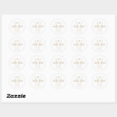 Sticker Rond Élégant Mariage blanc et or (Feuille)