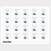 Sticker Rond Elégant Mariage bleu bleu marine (Feuille)