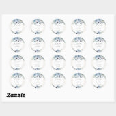 Sticker Rond Elégant mariage bleu Dusty en faveur Classic Round (Feuille)