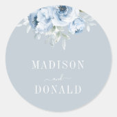 Sticker Rond élégant mariage bleu foncé (Devant)