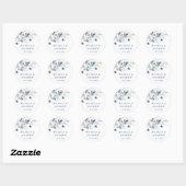 Sticker Rond Élégant Mariage Boho en feuillage d'hiver bleu Dus (Feuille)
