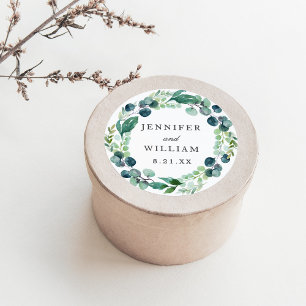 Sticker Rond Elégant Mariage botanique de couleur feuille