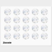 Sticker Rond Élégant Mariage botanique moderne Dusty Blue Flora (Feuille)