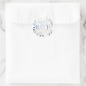 Sticker Rond Élégant Mariage botanique moderne Dusty Blue Flora (Sac)
