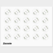 Sticker Rond Elégant Mariage Botanique Monogramme Enveloppe Sce (Feuille)