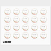 Sticker Rond Élégant mariage botanique rose-rose-rose (Feuille)