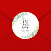 Sticker Rond Elégant Mariage Botanique Verdure Enregistrer La D