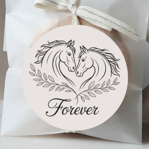 Sticker Rond Élégant Mariage campagnard rustique Western Horse