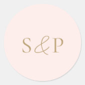 Sticker Rond Élégant Mariage classique rose et or (Devant)