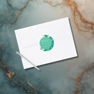 Sticker Rond Elégant Mariage couleur marbre Turquoise Emerald