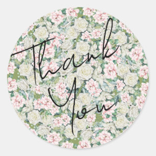 Sticker Rond Élégant Mariage d'accolade florale