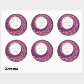 Sticker Rond Elégant Mariage damassé Beige (Feuille)