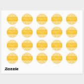 Sticker Rond Elégant Mariage damassé blanc jaune Favoriser (Feuille)