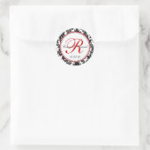 Sticker Rond Élégant Mariage damassé rouge noir blanc (Sac)