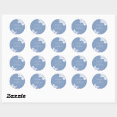 Sticker Rond Elégant Mariage d'aquarelle bleu-floral (Feuille)