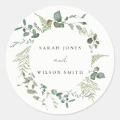 Sticker Rond Elégant Mariage d'aquarelle d'Eucalyptus Botanique (Devant)