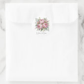Sticker Rond Élégant Mariage d'arrangement floral Peony (Sac)