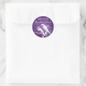 Sticker Rond Elégant mariage Date Inséparables pourpre (Sac)