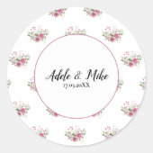 Sticker Rond Elégant Mariage de bouquet rose aquarelle (Devant)