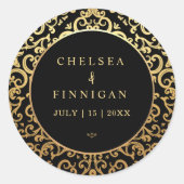 Sticker Rond Élégant Mariage de cadre or (Devant)