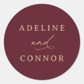 Sticker Rond Élégant Mariage de calligraphie bourguignonne et o (Devant)