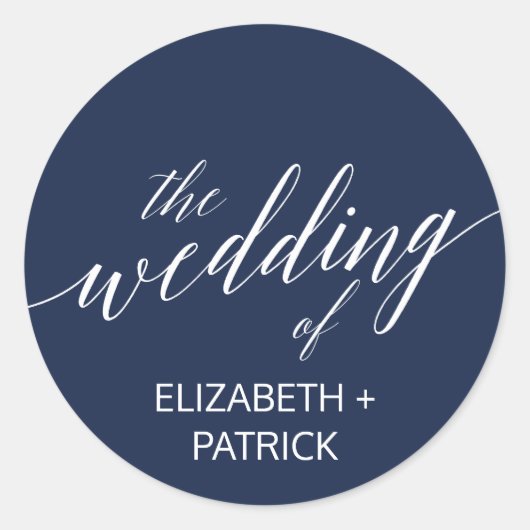 Sticker Rond Elégant Mariage de calligraphie de marine (Devant)