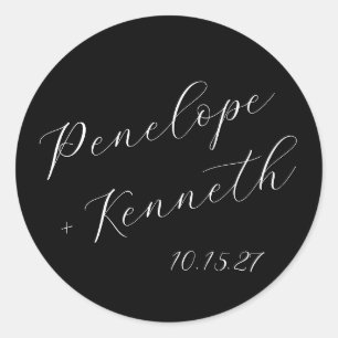 Sticker Rond Élégant Mariage de calligraphie de script personna