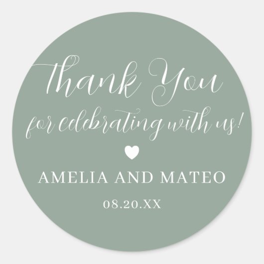 Sticker Rond Élégant Mariage de calligraphie Merci Favor (Devant)