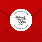 Sticker Rond Élégant Mariage de calligraphie Merci Favor