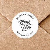 Sticker Rond Élégant Mariage de calligraphie Merci Favor