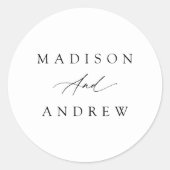 Sticker Rond Élégant Mariage de calligraphie noire (Devant)