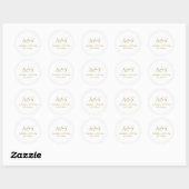 Sticker Rond Élégant Mariage de Champagne Monogram Gold (Feuille)