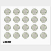 Sticker Rond Elégant Mariage de courge Greige Snowberry+Eucalyp (Feuille)