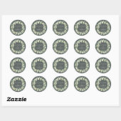 Sticker Rond Elégant Mariage de courge vert Snowberry+Eucalyptu (Feuille)