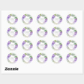 Sticker Rond Élégant Mariage de couronne dorée violette (Feuille)