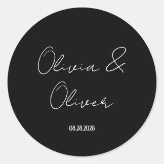 Sticker Rond Élégant Mariage de Cravate noire