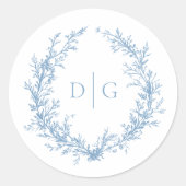 Sticker Rond Élégant Mariage de crête victorienne Bleu (Devant)