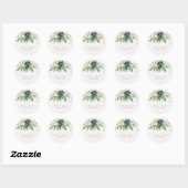 Sticker Rond Élégant Mariage de feuillage gris bleu bleu brilla (Feuille)