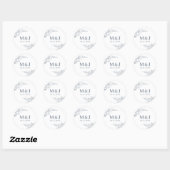 Sticker Rond Élégant Mariage de monogramme de couronne de fleur (Feuille)