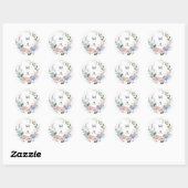 Sticker Rond Élégant Mariage de Monogramme Floral Romantique (Feuille)