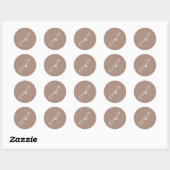 Sticker Rond Élégant Mariage de Monogramme Neutre Terre (Feuille)