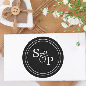 Sticker Rond Élégant Mariage de monogramme noir et blanc